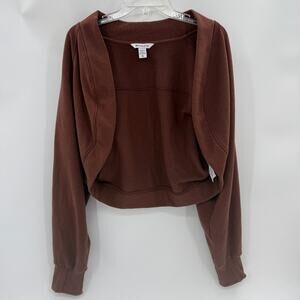 ATHLETA Womens Cropped Wrap Cardigan Size XL Retroplush Fleece Open Long Sleeve